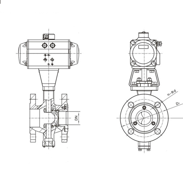V型氣動球閥結構原理圖